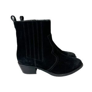 David Tate Basil Black Suede Western Boots Cowgirl Ankle Booties Women's 8 Wide